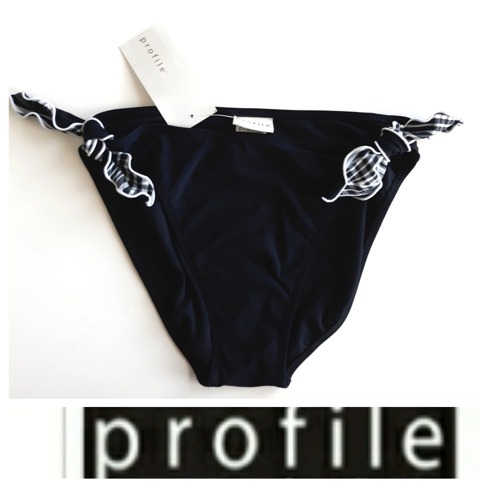 NWT - Profile by Gottex Black Bikini Bottom w/Ties